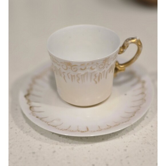 Limoges France Demitasse Cup & Saucer Hand Painted Gold c.1900 - Picture 6 of 12